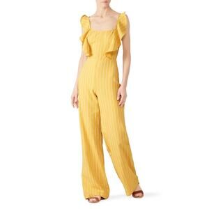 léRumi Reagan Jumpsuit – Yellow Stripe – Size Medium – Excellent Condition
